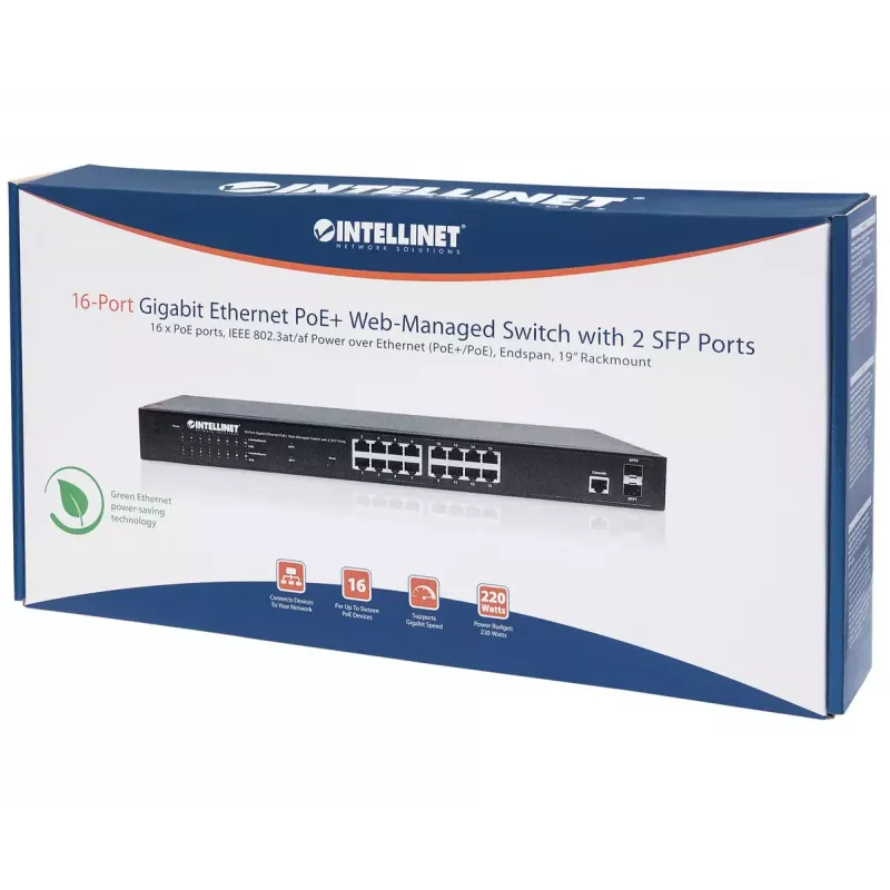Managed switch Intellinet 16-poorts Gigabit Ethernet PoE+