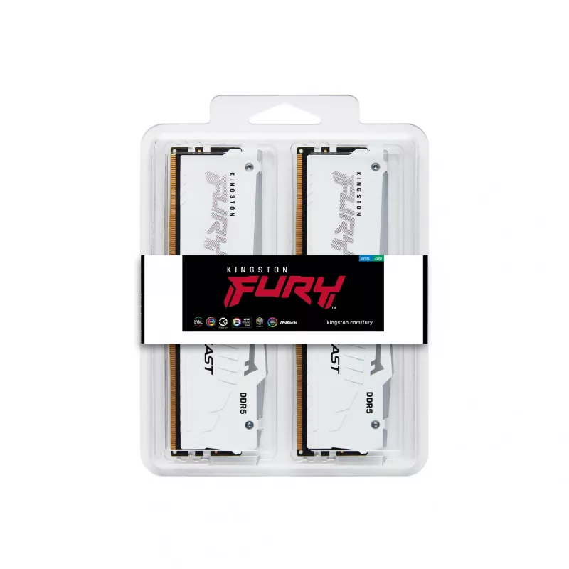 Kingston Technology FURY Beast 32GB 5600MT/s DDR5 CL40 DIMM (kit van 2) wit RGB XMP