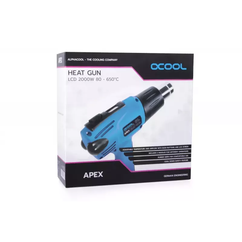 Heteluchtblazer Alphacool 10178 650 °C 2000 W zwart blauw
