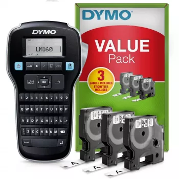 DYMO LabelManager 160 labelapparaat starterkit met 3 rollen D1-labelband | handheld labelprinter | QWERTY-toetsenbord | ideaal voor kantoor of thuis