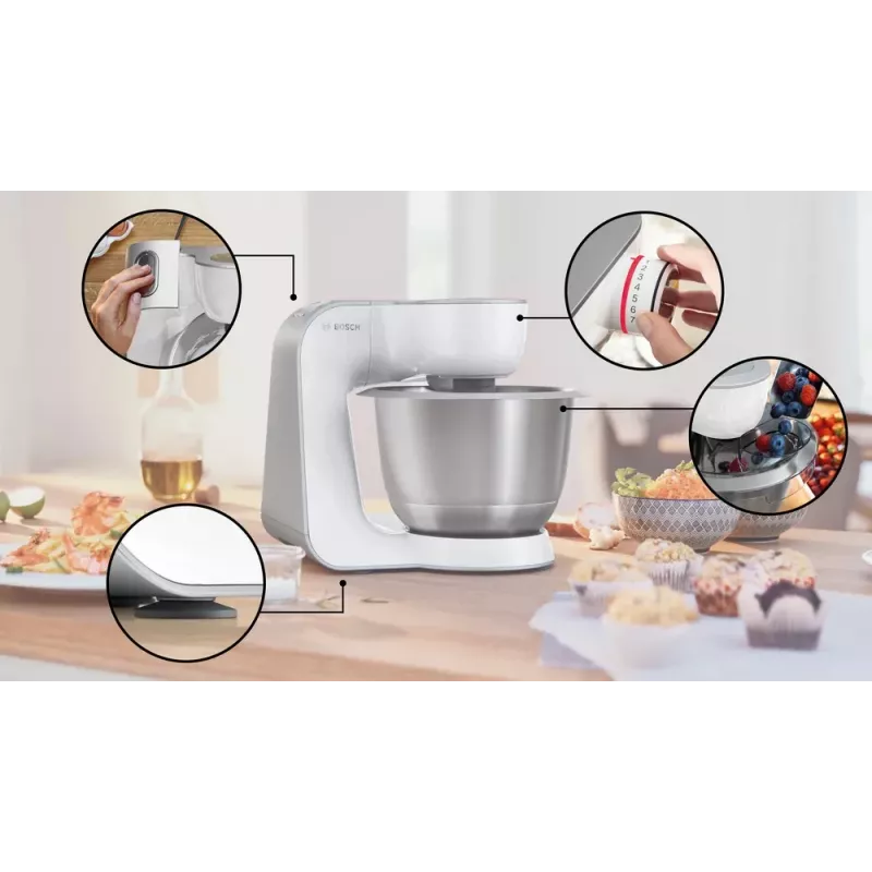 Keukenmachine Bosch Serie 4 MUM58200 — 1000 W, 3,9 L roestvrijstalen kom, wit