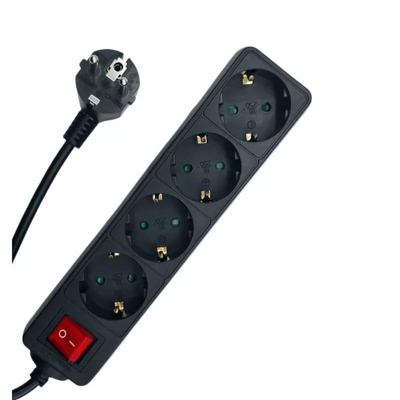 Microconnect MC-GRU0045BS verlengsnoer 5 m 4 AC-uitgangen binnen zwart