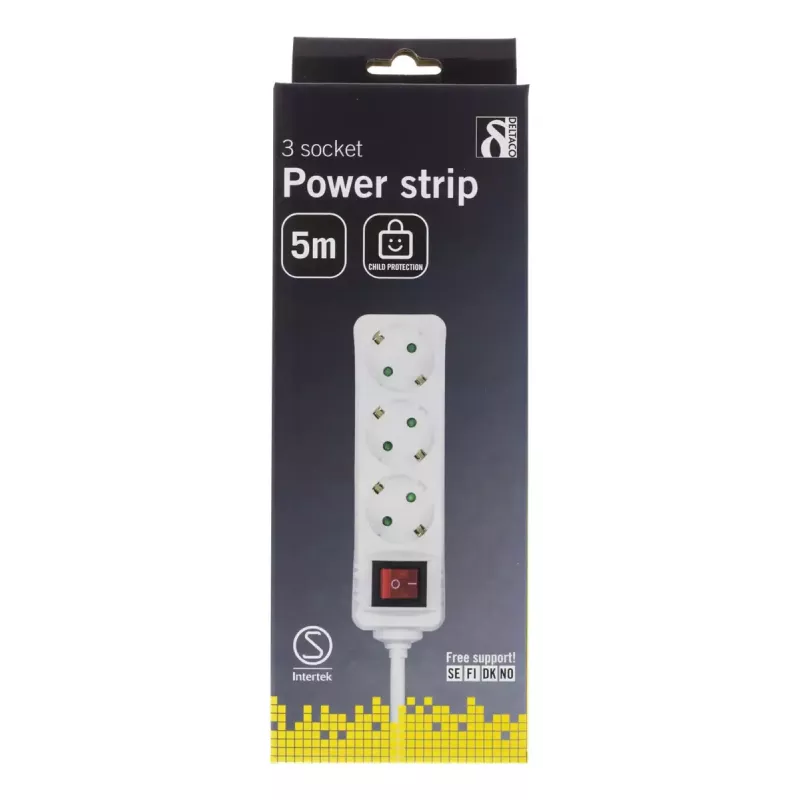 Microconnect GRU0035WS verlengsnoer 5 m 3 AC-uitgangen wit