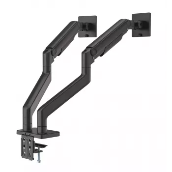 Manhattan tv- en monitorhouder voor het bureau, volledig beweegbaar, veerarm, 2 beeldschermen, 13–45 inch, zwart