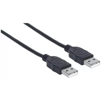 Manhattan USB-A-naar-USB-A-kabel, 1 m, male naar male, 480 Mbit/s (USB 2.0), Hi-Speed USB, zwart, levenslange garantie, komt overeen met USB2AA1M.