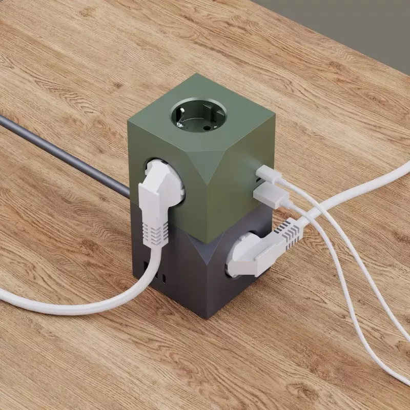 MicroConnect Power Cube, 3 Schuko-stopcontacten, magnetisch
