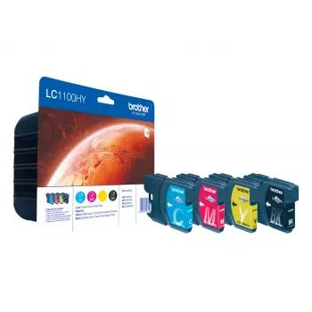 Brother LC1100HYVALBP inktpatroon 4 stuks origineel high (XL) yield zwart, cyaan, magenta, geel