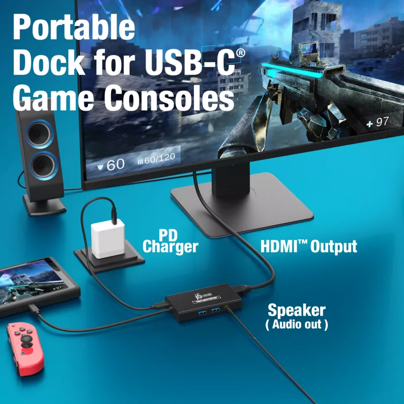 j5create JVA01-N USB-hub voor videocapture 1920x1080 30Hz zwart