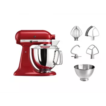 KitchenAid Artisan 5KSM175PS keukenmachine — 300 W, 4,8 l RVS-kom, rood