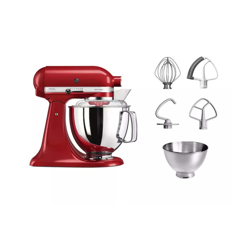 KitchenAid Artisan 5KSM175PS keukenmachine — 300 W, 4,8 l RVS-kom, rood