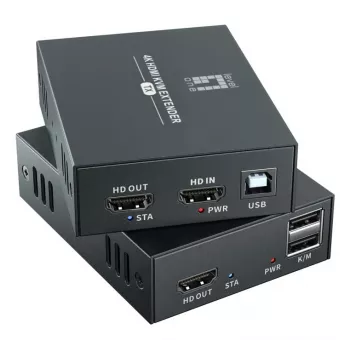 AV-verlengset (zender & ontvanger) LEVELONE HVE-8111, 3840x2160, Cat6, USB-A/USB-B, DC 12V (2 stuks)