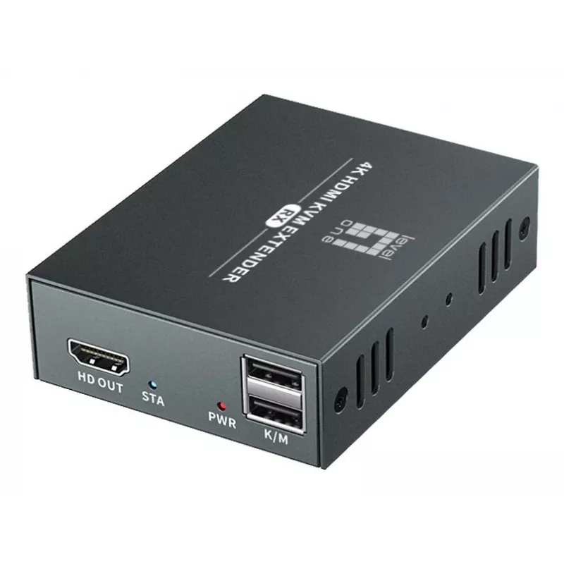 AV-verlengset (zender & ontvanger) LEVELONE HVE-8111, 3840x2160, Cat6, USB-A/USB-B, DC 12V (2 stuks)