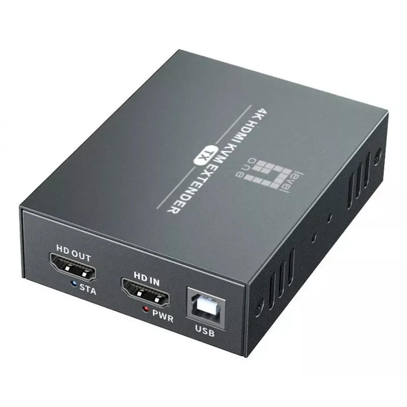 AV-verlengset (zender & ontvanger) LEVELONE HVE-8111, 3840x2160, Cat6, USB-A/USB-B, DC 12V (2 stuks)