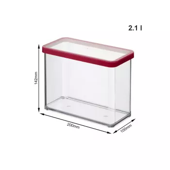 Voorraaddoos rotho LOFT 2,1 L rechthoekig transparant 100×200×142 mm, technopolymeer