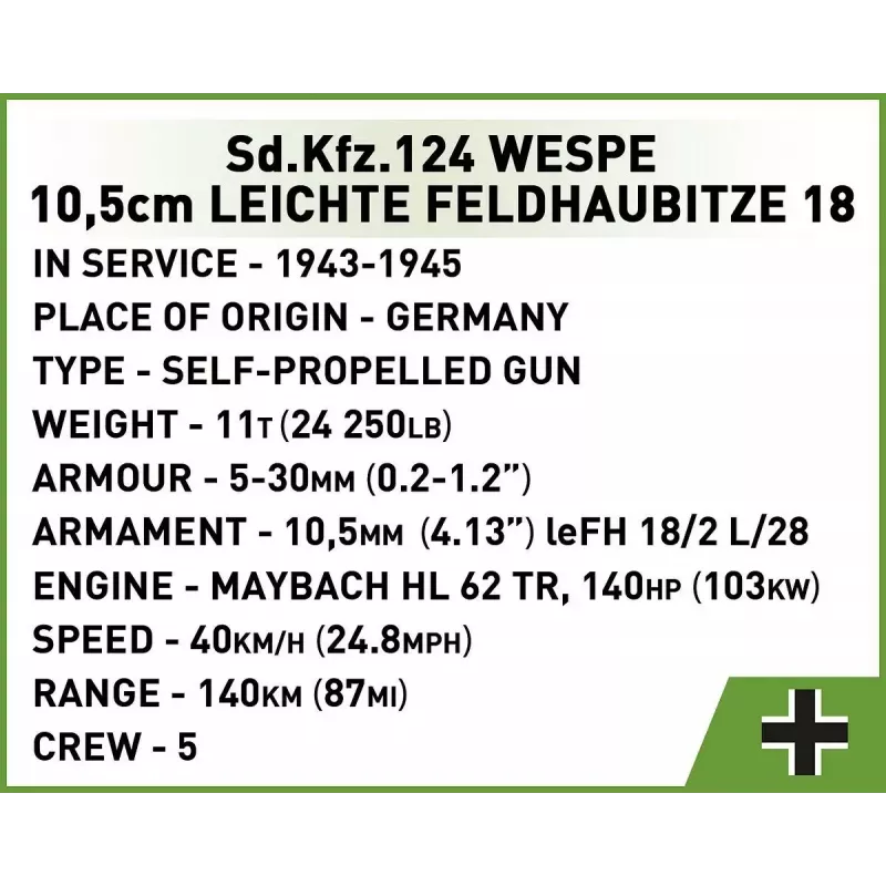 Cobi Blocks SD.KFZ.124 Wespe modelbouwpakket, 860 blokken