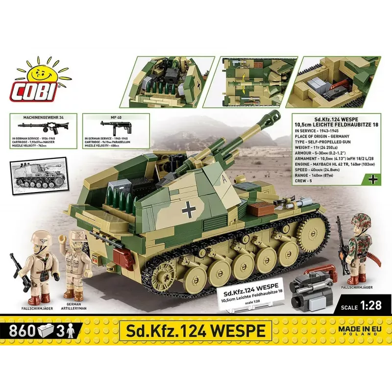 Cobi Blocks SD.KFZ.124 Wespe modelbouwpakket, 860 blokken