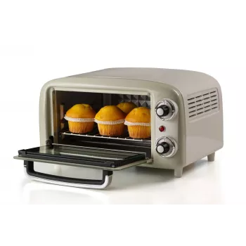 Ariete 3919 Elektrische mini-oven Vintage, 800 W, 10 l inhoud, dubbele beglazing, retro, beige