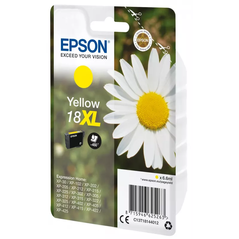 Cartridge Epson 18XL geel 450 pagina's inkt C13T18144012