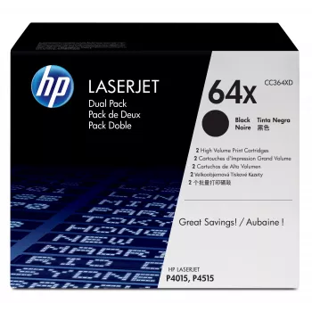 HP 64X 2-pack hoge capaciteit zwart originele LaserJet-tonercartridges