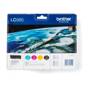 Brother LC985VALBPDR inktpatroon 4 stuks origineel zwart, cyaan, magenta, geel