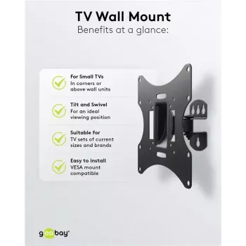 Goobay TV EasyFlex M Kantelbare wandbeugel, zwart (51893)