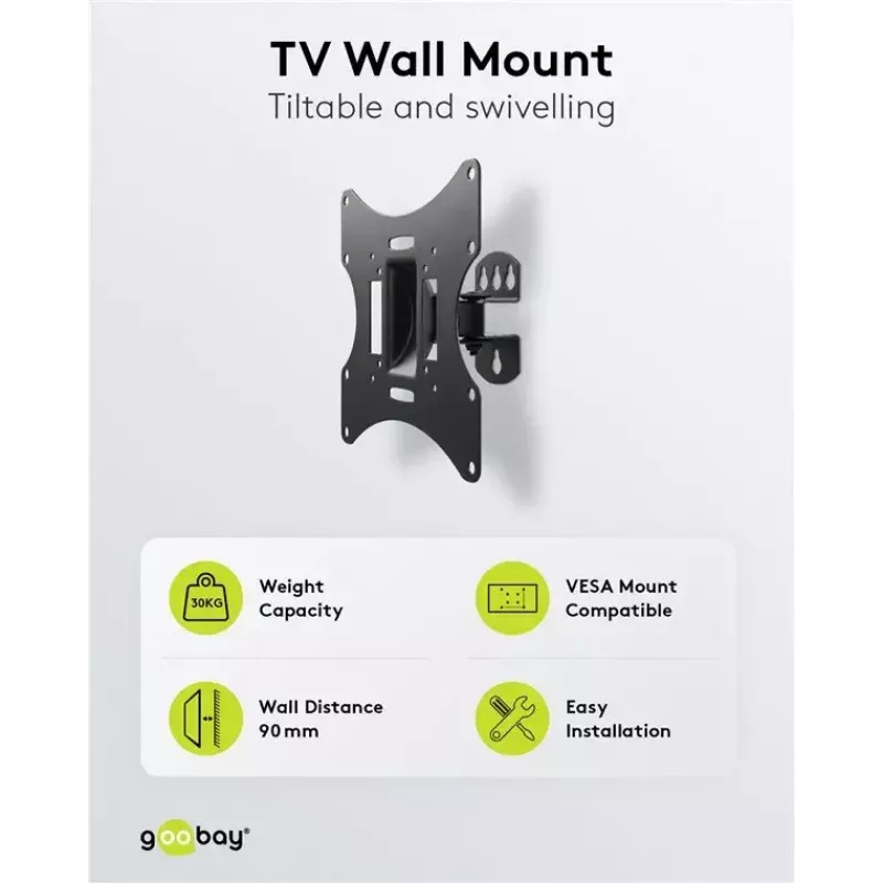 Goobay TV EasyFlex M Kantelbare wandbeugel, zwart (51893)