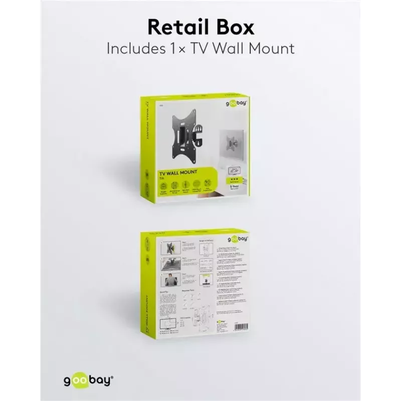 Goobay TV EasyFlex M Kantelbare wandbeugel, zwart (51893)