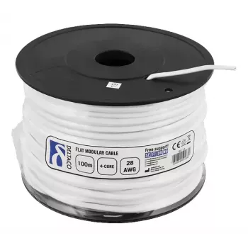 Telefoonkabel Deltaco MD-14 RJ11 100m wit