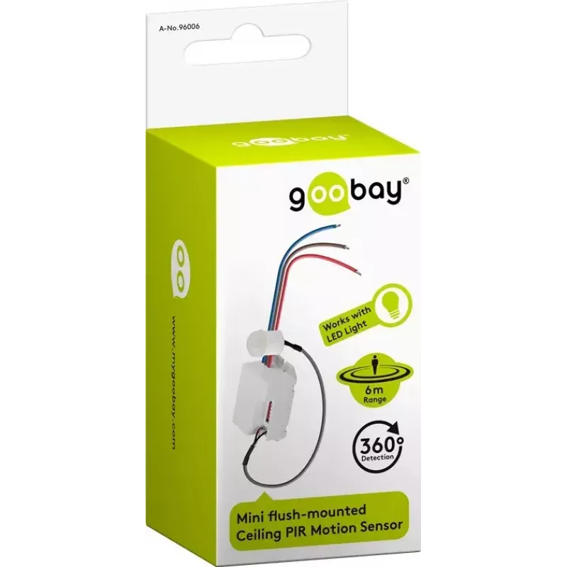 Goobay witte PIR-sensor voor plafondmontage 360° detectie 6m bereik binnen