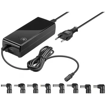 Goobay 81 W Notebookvoeding, zwart, 1,6 m, incl. USB en 8 DC-adapters