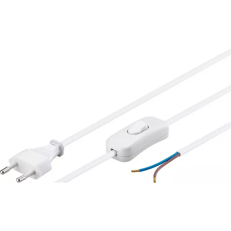 Goobay kabel met eurostekker voor montage - met schakelaar 1,5 m wit