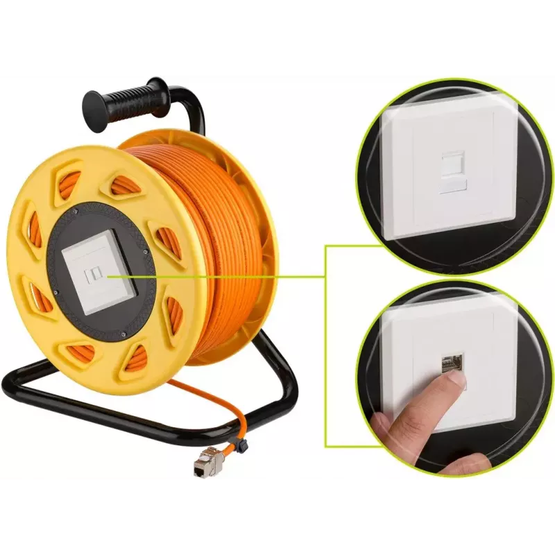 Netwerkkabel Goobay Portable RJ45 50m Cat7a oranje