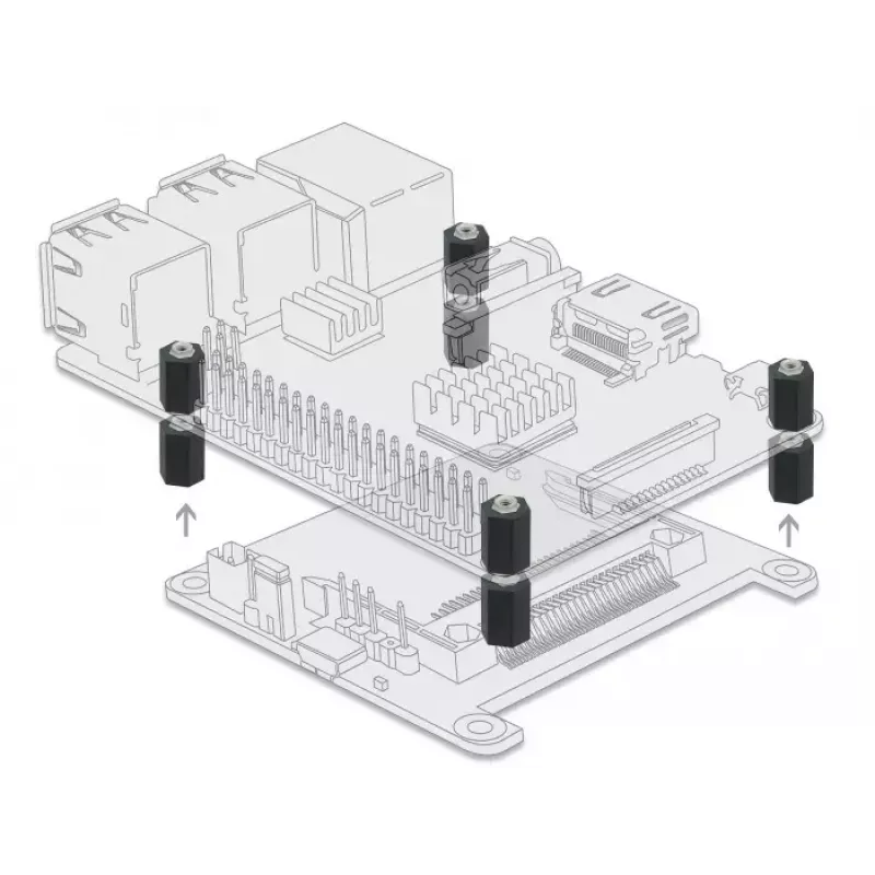 Afstandsbus M2,5 zeskant binnendraad 10 mm zwart 4 stuks DeLOCK 60243