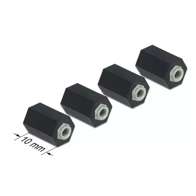 Afstandsbus M2,5 zeskant binnendraad 10 mm zwart 4 stuks DeLOCK 60243