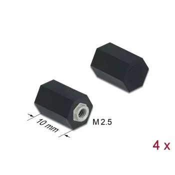 Afstandsbus M2,5 zeskant binnendraad 10 mm zwart 4 stuks DeLOCK 60243