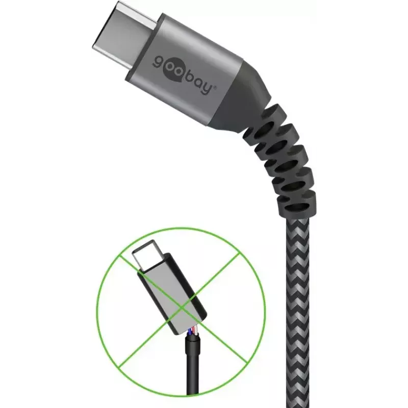 USB-kabel Wentronic 49295 USB 2.0 0,5 m USB-C USB-A zwart grijs