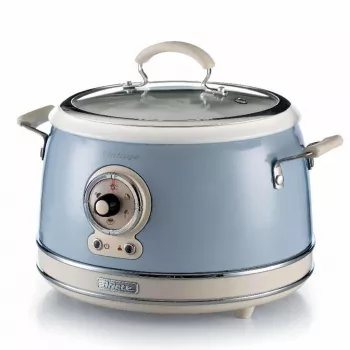 Ariete 2904 rijstkoker - elektrische rijstkoker met keramische pan - zelfgemaakte sushi - multicooker - Vintage Line - 3,5 L - 650 W - blauw