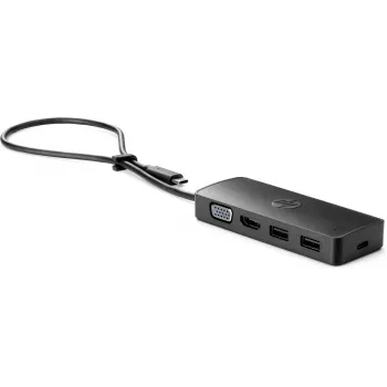 HP USB-C Travel Hub G2, bedraad, USB 3.2 Gen 1 (3.1 Gen 1) Type-C, zwart, China, Windows 10, 107 mm