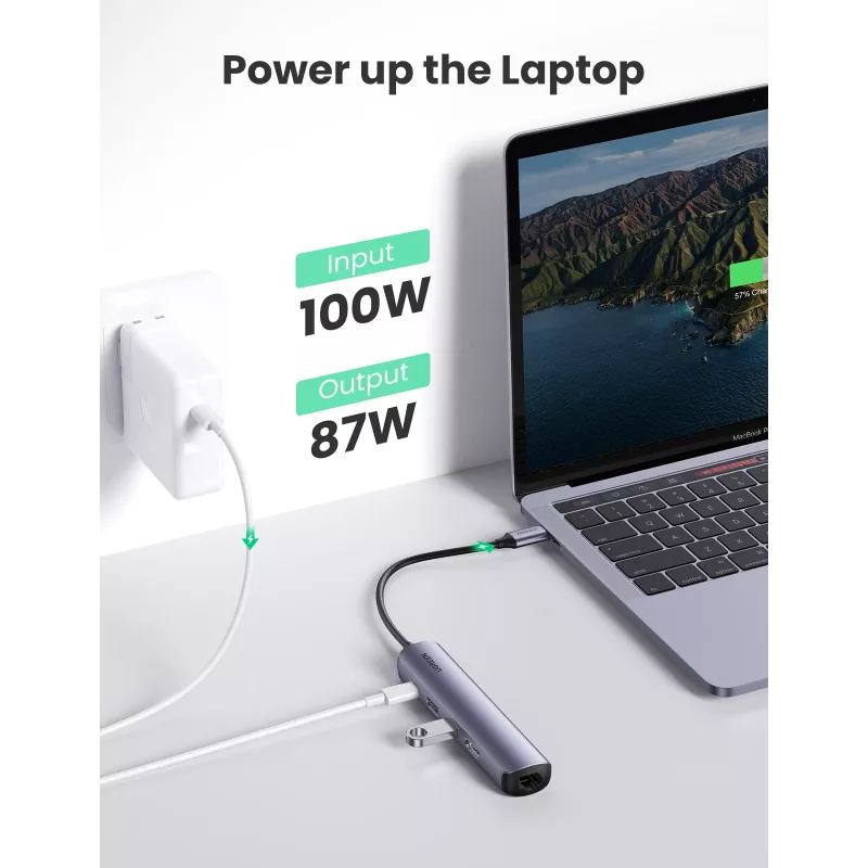 Ugreen 10919 laptop-dock/poortreplicator bedraad USB 3.2 Gen 1 (3.1 Gen 1) Type-C grijs