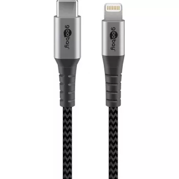Goobay Lightning-kabel 2m zwart grijs 60W 3A USB-C