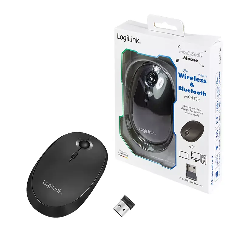 Muis LogiLink ID0204 RF draadloos + Bluetooth