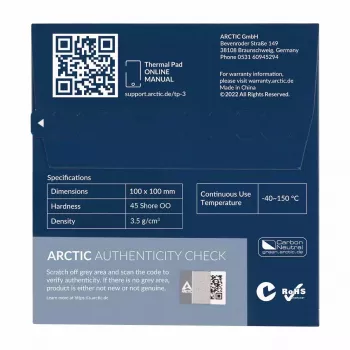 ARCTIC TP-3 Premium Performance warmtegeleidend pad 100 x 100 mm, 1 mm