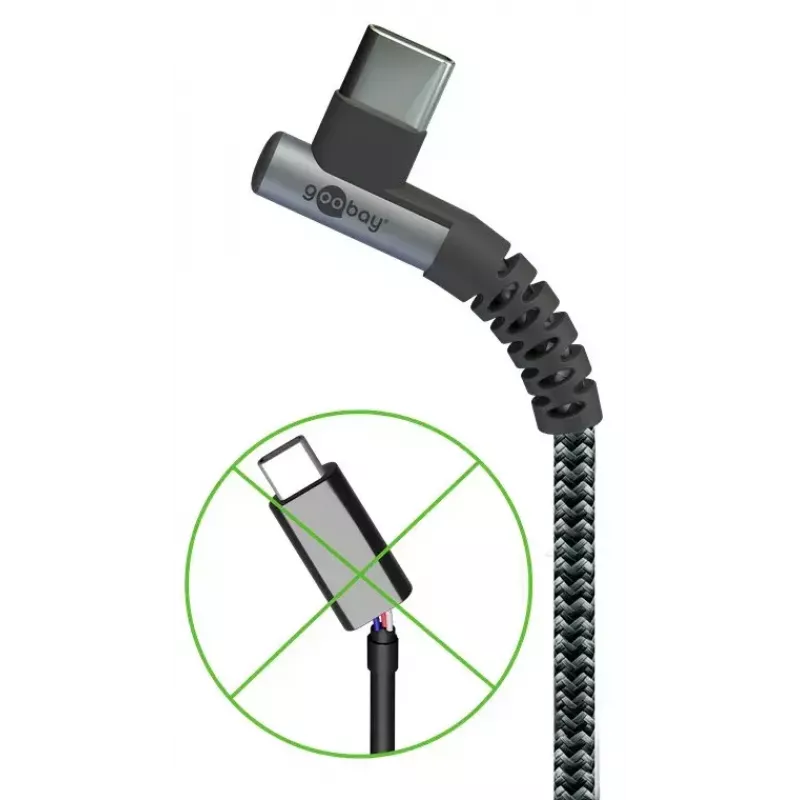 Goobay USB-kabel USB 2.0 2 m USB-C zwart/grijs