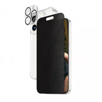 PanzerGlass Privacy 3-in-1 pack iPhone 15 Pro schokbestendig gehard glas