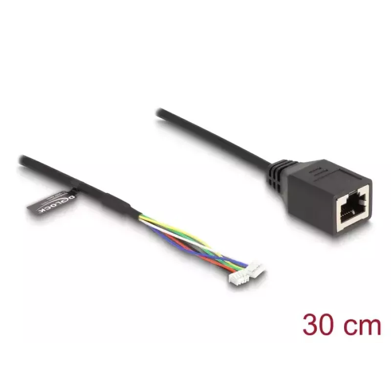 Netwerkkabel DeLOCK 88007 RJ45 naar 4-pin 6-pin Cat5e 0,3 m zwart