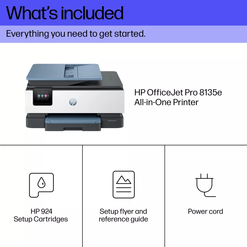 HP OfficeJet Pro 8135e draadloze all-in-one kleurenprinter, Instant Ink; dubbelzijdig printen
