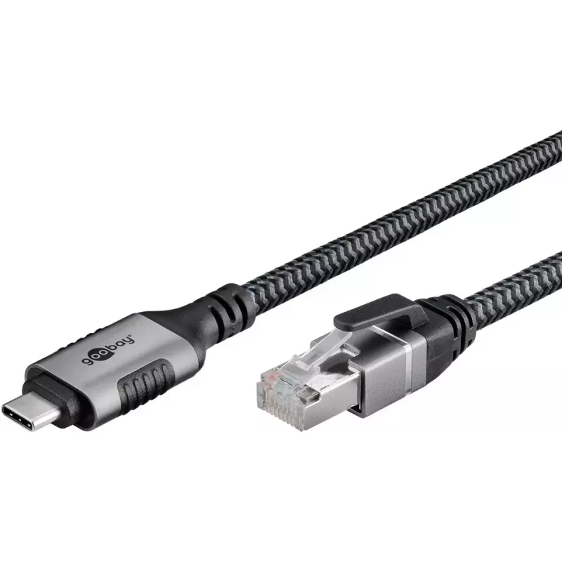 Goobay adapter USB-C naar RJ-45 10m zwart zilver