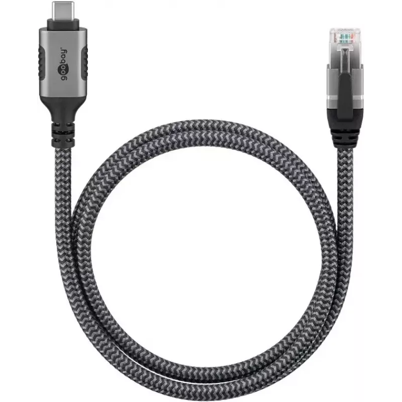Goobay adapter USB-C naar RJ-45 10m zwart zilver