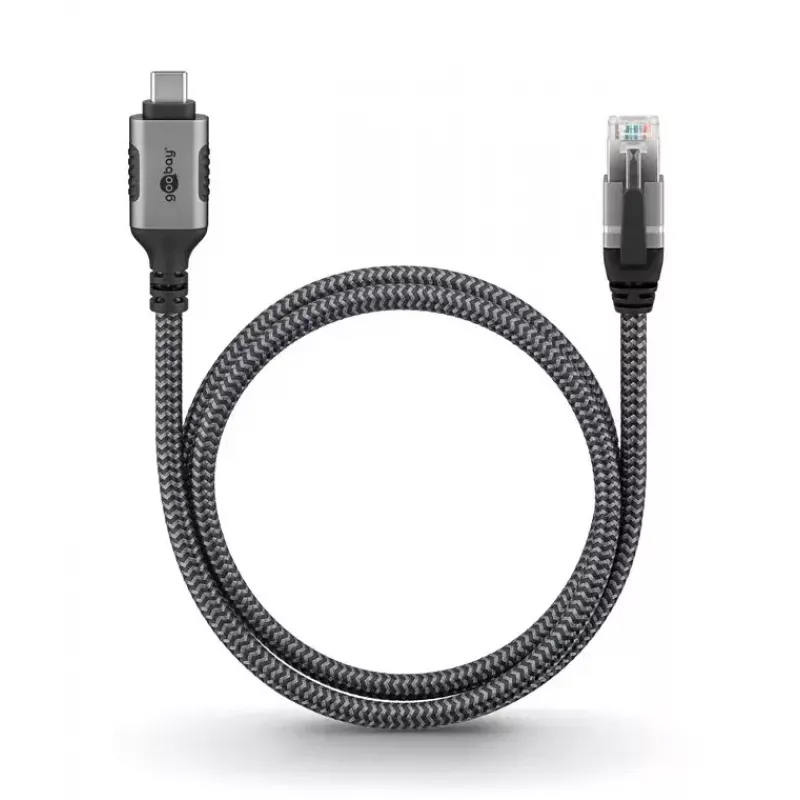 Goobay adapter USB-C naar RJ-45 10m zwart zilver
