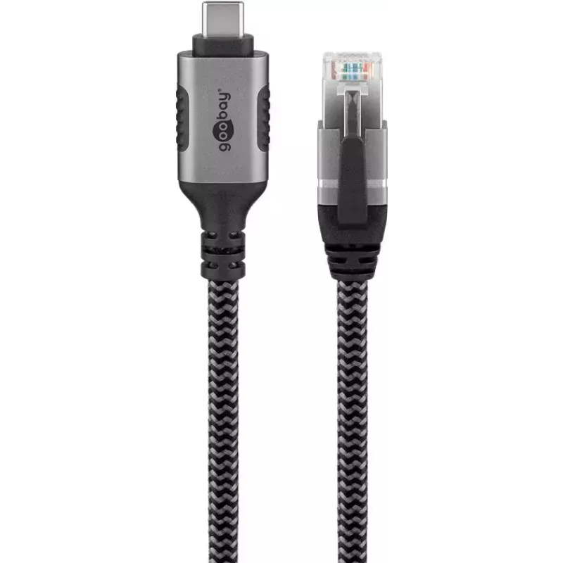 Goobay adapter USB-C naar RJ-45 10m zwart zilver